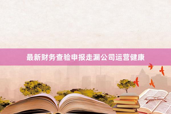 最新财务查验申报走漏公司运营健康