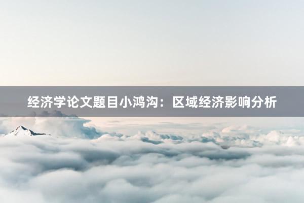 经济学论文题目小鸿沟：区域经济影响分析